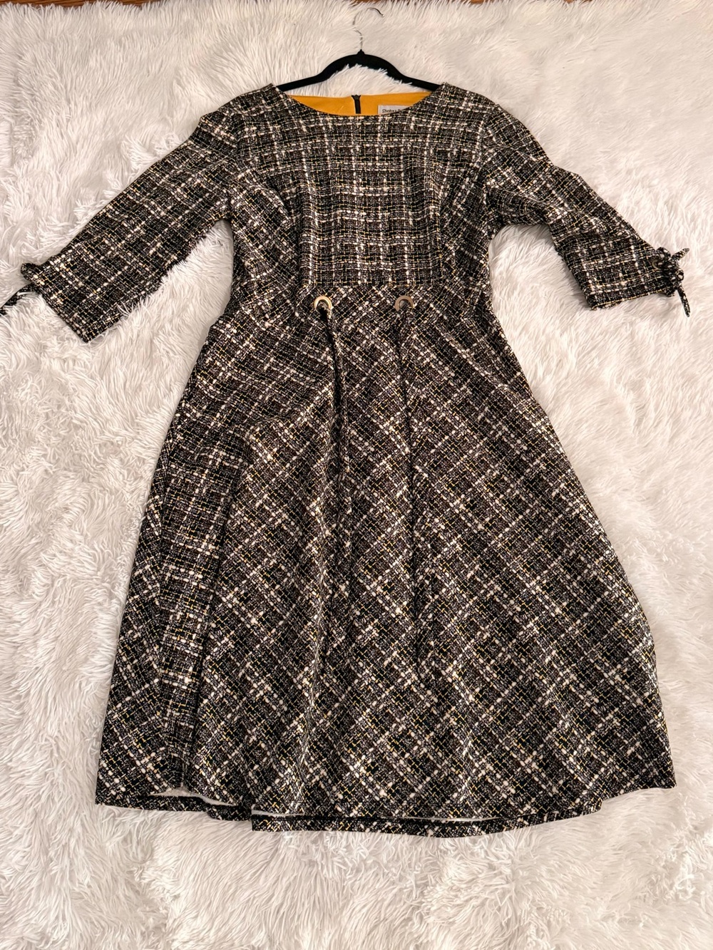 Shelby & Palmer Black Yellow White Plaid Dress Women’s 14